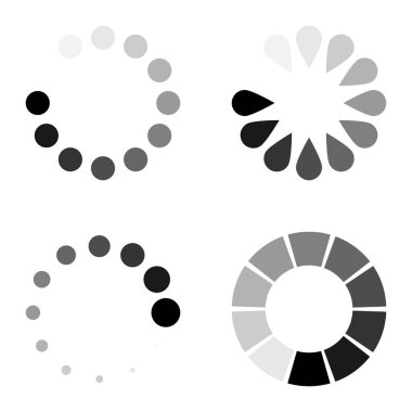 Yükleme daire simgesi. Vektör çizim, düz tasarım