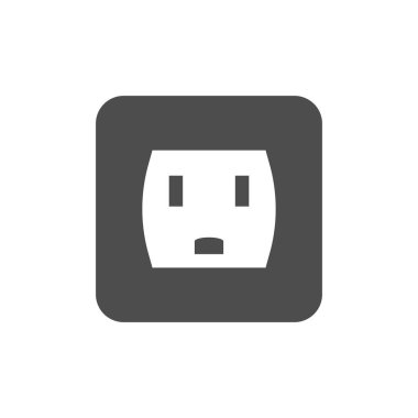 Vektör çizim, düz tasarım. Güç elektrik prizine simgesi. Vektör