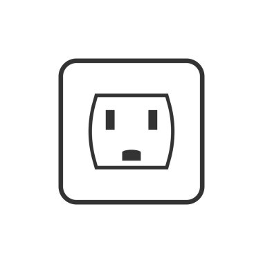 Vektör çizim, düz tasarım. Güç elektrik prizine simgesi. Vektör