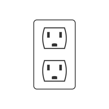 Vektör çizim, düz tasarım. Güç elektrik prizine simgesi. Vektör