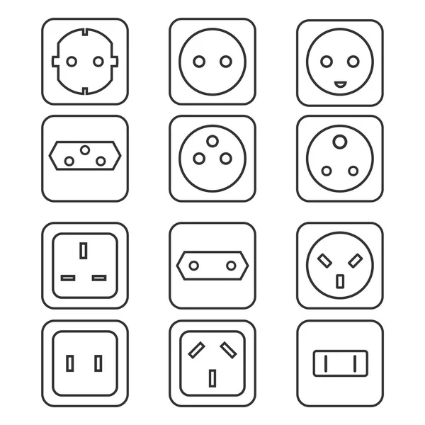 Tipo Toma Eléctrica Icono Del Zócalo — Archivo Imágenes Vectoriales