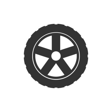 Vektör çizim, düz tasarım. Taşıma lastik simgesi