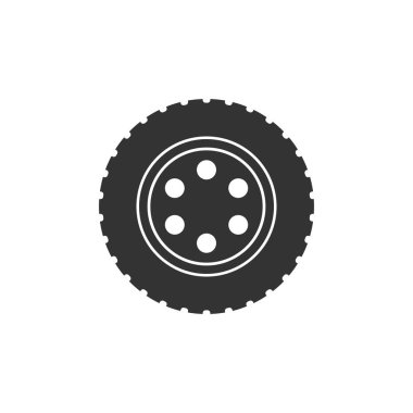 Vektör çizim, düz tasarım. Taşıma lastik simgesi