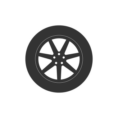 Vektör çizim, düz tasarım. Taşıma lastik simgesi