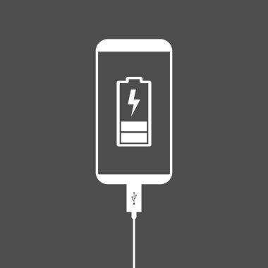 Smartphone, pil yük simgesi. Vektör çizim düz