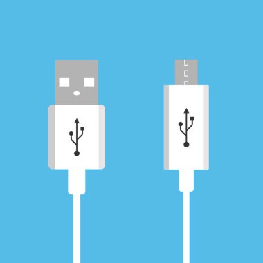Mikro Usb kabloları. USB bağlantısı. Vektör çizim düz