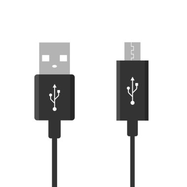 Mikro Usb kabloları. USB bağlantısı. Vektör çizim düz