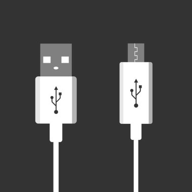 Mikro Usb kabloları. USB bağlantısı. Vektör çizim düz