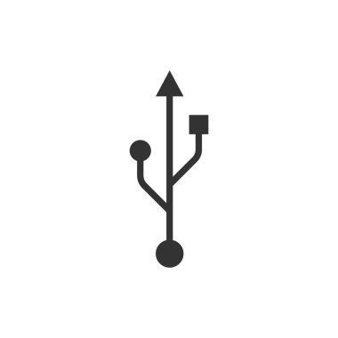 USB sembolü, kutsal kişilerin resmi. Vektör çizim, düz tasarım.