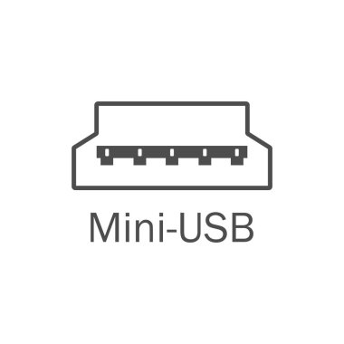 USB bağlantı noktası simgesi. Mini-usb. Vektör çizim, düz tasarım.