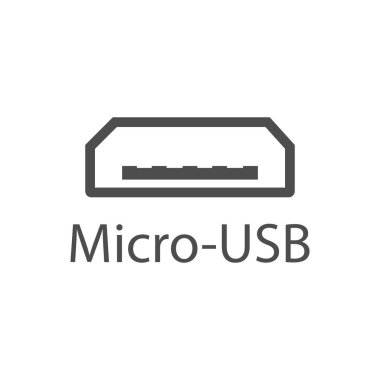 USB bağlantı noktası simgesi. Mikro-Usb işareti. Vektör çizim, düz tasarım.
