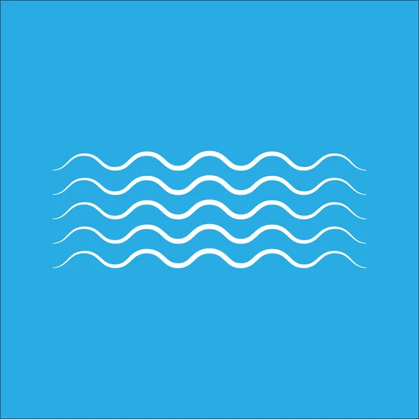 Ikona Wave Vektorové Ilustrace Plochá Modré Pozadí — Stockový vektor