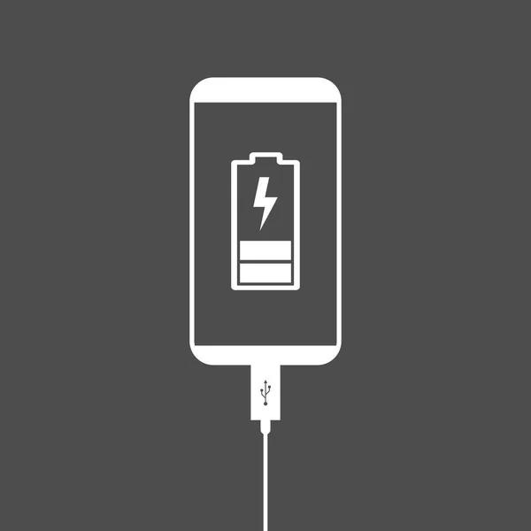 Smartphone Icône Charge Batterie Illustration Vectorielle Plate — Image vectorielle