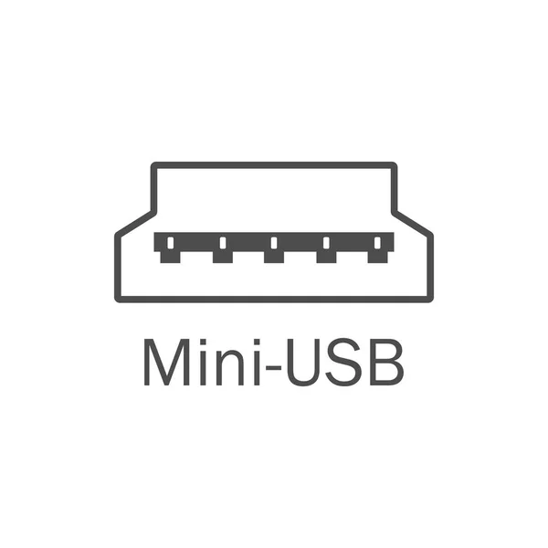 USB-port ikonen. Mini-usb. Vektorillustration, platt design. — Stock vektor