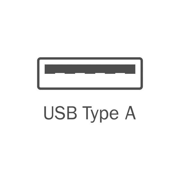 USB port ikonjára. USB típus A. vektoros illusztráció, lapos kivitel. — Stock Vector