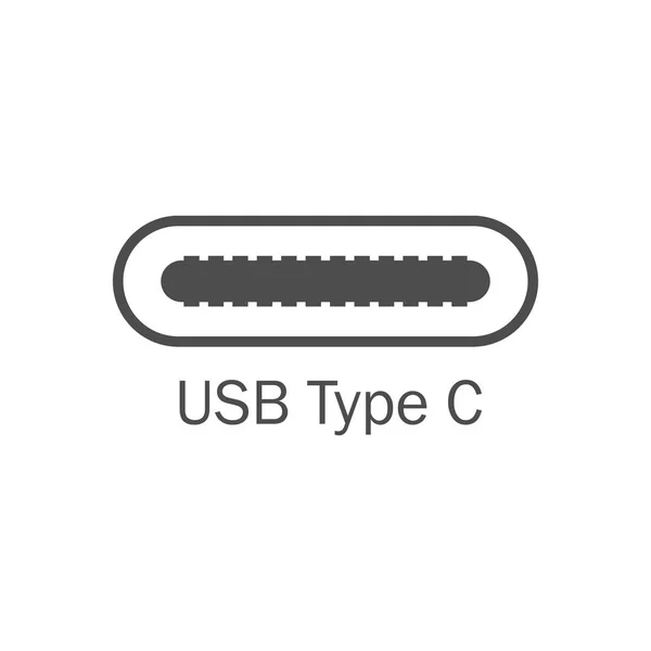Εικονίδιο USB θύρα. USB τύπου C. Vector εικονογράφηση, επίπεδη σχεδίαση. — Διανυσματικό Αρχείο