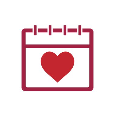 Takvim 14 Şubat vektör simgesi. Kalp sevgi simgesi. Düz tasarım. Vektör