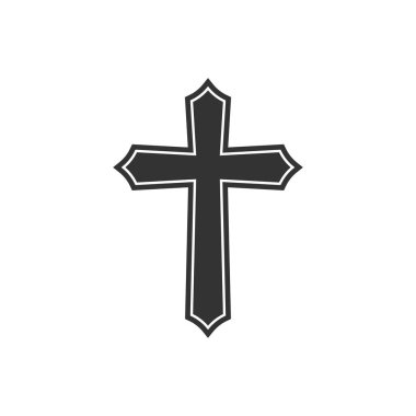 Düz tasarım. Vektör çizim. Din Hıristiyan çapraz