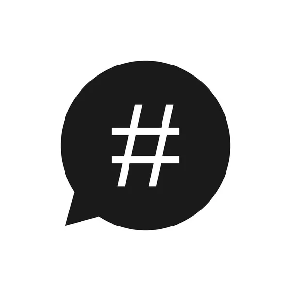 Diseño Plano Ilustración Vectorial Icono Hashtag Burbuja Del Habla — Vector de stock