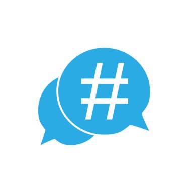 Hashtag simgesini konuşma balonu. Vektör düz