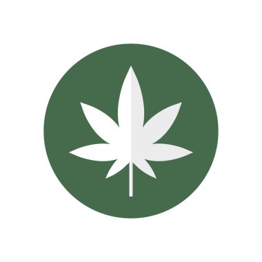 Vektör çizim, düz tasarım. Esrar esrar yaprak simgesi