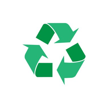 Geri dönüşüm vektör simgesi. Stil düz, yuvarlak açılar, beyaz arka plan semboldür.