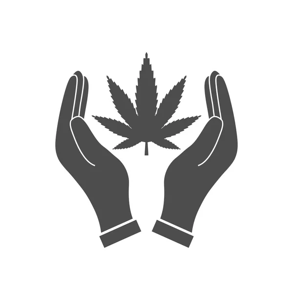 Cannabis, marijuana blad, handikonen, legalisera ikonen. Vektorillustration. — Stock vektor