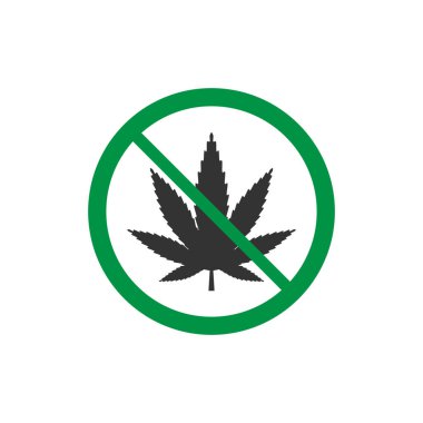 Esrar, marihuana yaprağı simgesi, uyuşturucu yok. Vektör çizim