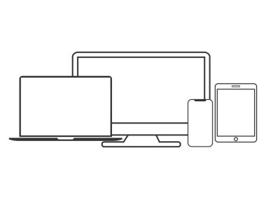 Vektör çizim, düz elektronik cihazlar Icon set