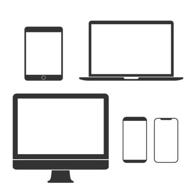 Vektör çizim, düz elektronik cihazlar Icon set