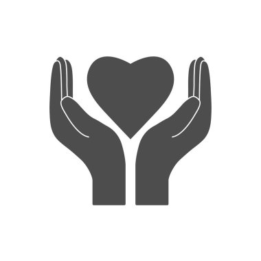 Kalp el, sadaka simgesi. Vektör düz