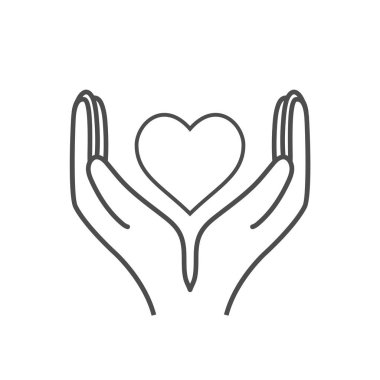 Kalp el, sadaka simgesi. Vektör düz