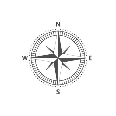 vektör simge pusula gülü, navigition simgesi. Vektör çizim, düz tasarım