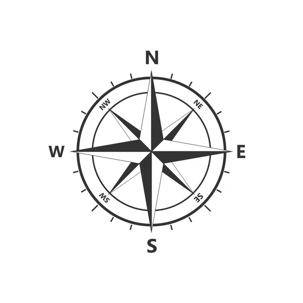 Růžici kompasu, navigition ikonu. Vektorové ilustrace, plochý design. — Stockový vektor