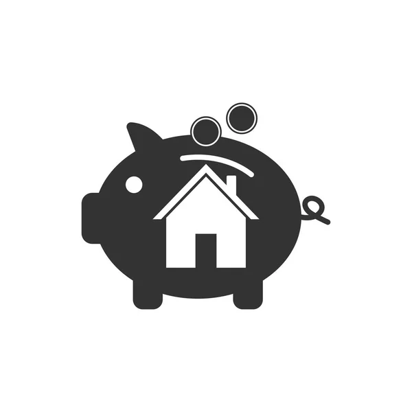 Ilustración vectorial, diseño plano. Ahorro de casa, icono de cerdo . — Vector de stock