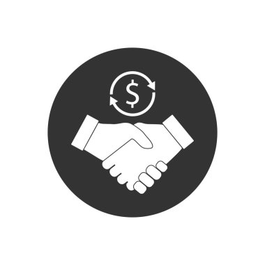 İş el sıkışma simgesi. Vektör çizim, düz tasarım.