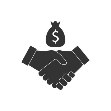 İş el sıkışma simgesi. Vektör çizim, düz tasarım.