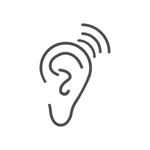 Ícone de audição do ouvido. Ilustração vetorial, design plano . — Vetor de Stock