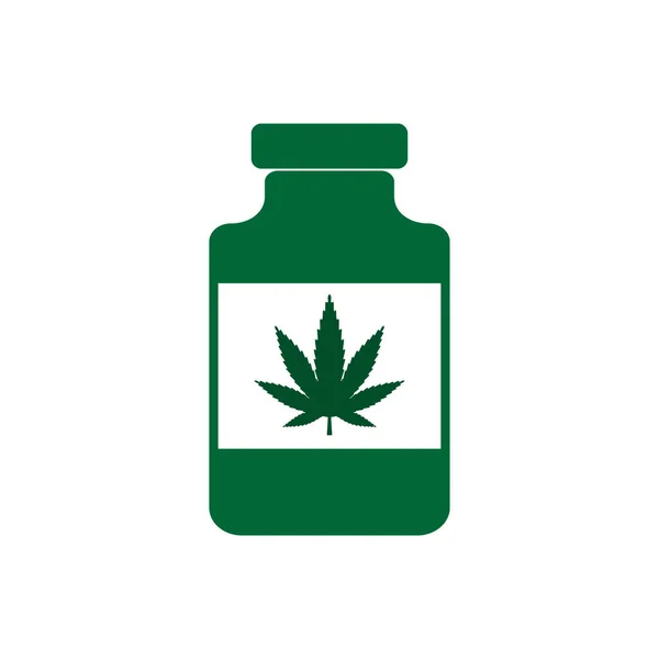 Μπουκάλι με ιατρική μαριχουάνα εικονίδιο. Vector εικονογράφηση, επίπεδη σχεδίαση. — Διανυσματικό Αρχείο