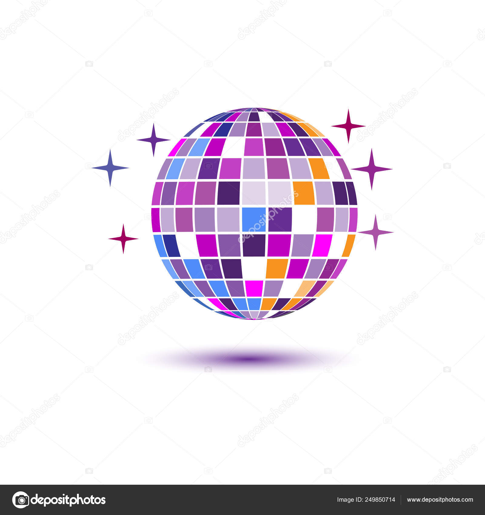 Disco ball party icon isolated on white background. Vector illustration,  flat design. Stock Vector by ©citizen220487 249850714, image size:1600x1700