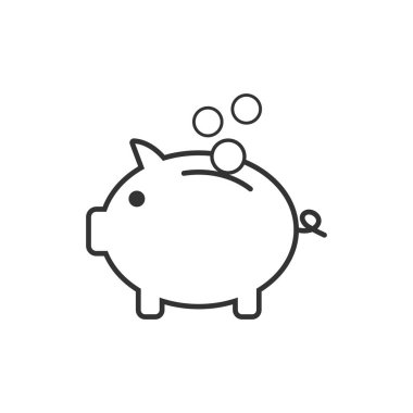 Banka, finans, para, domuz, simge kaydetme. Vektör çizim, düz tasarım.