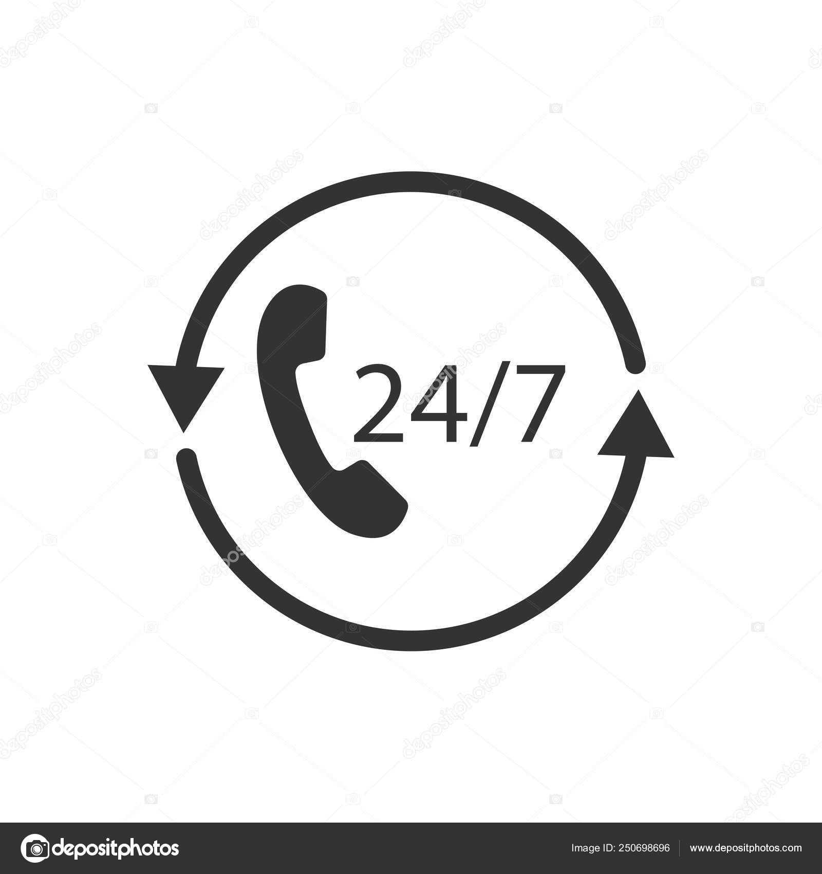 24 hours days Time clock icon vector Flat