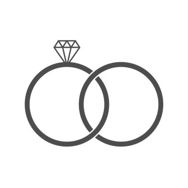 Elmas yüzük simgesi. Vektör çizim, düz tasarım.