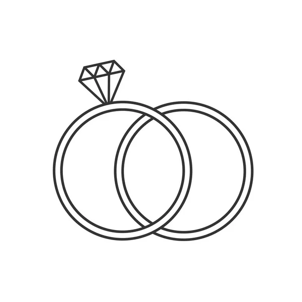 Diamond ring icon. Vector illustration, flat design. — Stock Vector