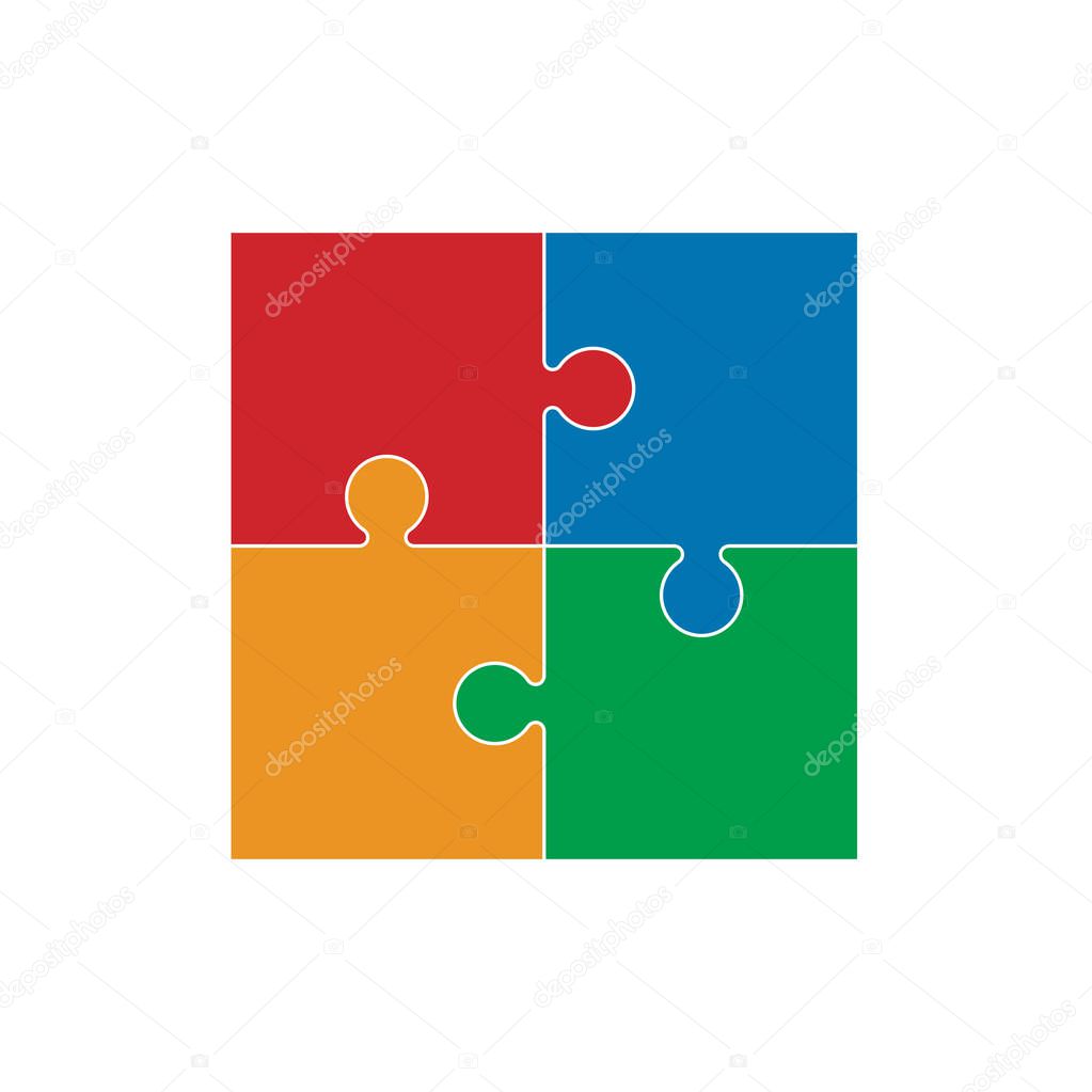 Simple puzzle icon. Vector illustration, flat design.