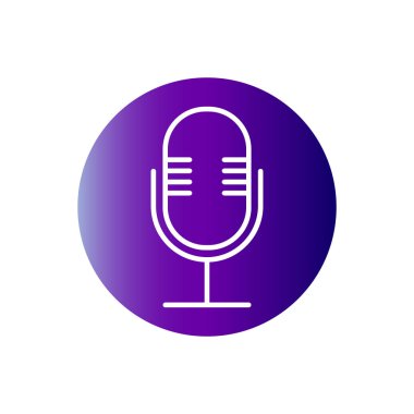 Mikrofon mikrofon simgesi. Vektör çizim, düz tasarım.