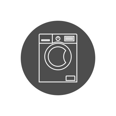 Çamaşır makinesi simgesi. Vektör çizim, düz tasarım.