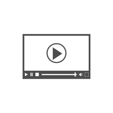 Video player simgesi. Vektör çizim, düz tasarım.