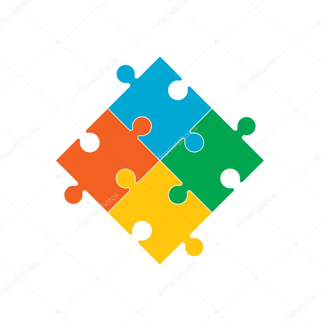 Simple puzzle icon. Vector illustration, flat design.