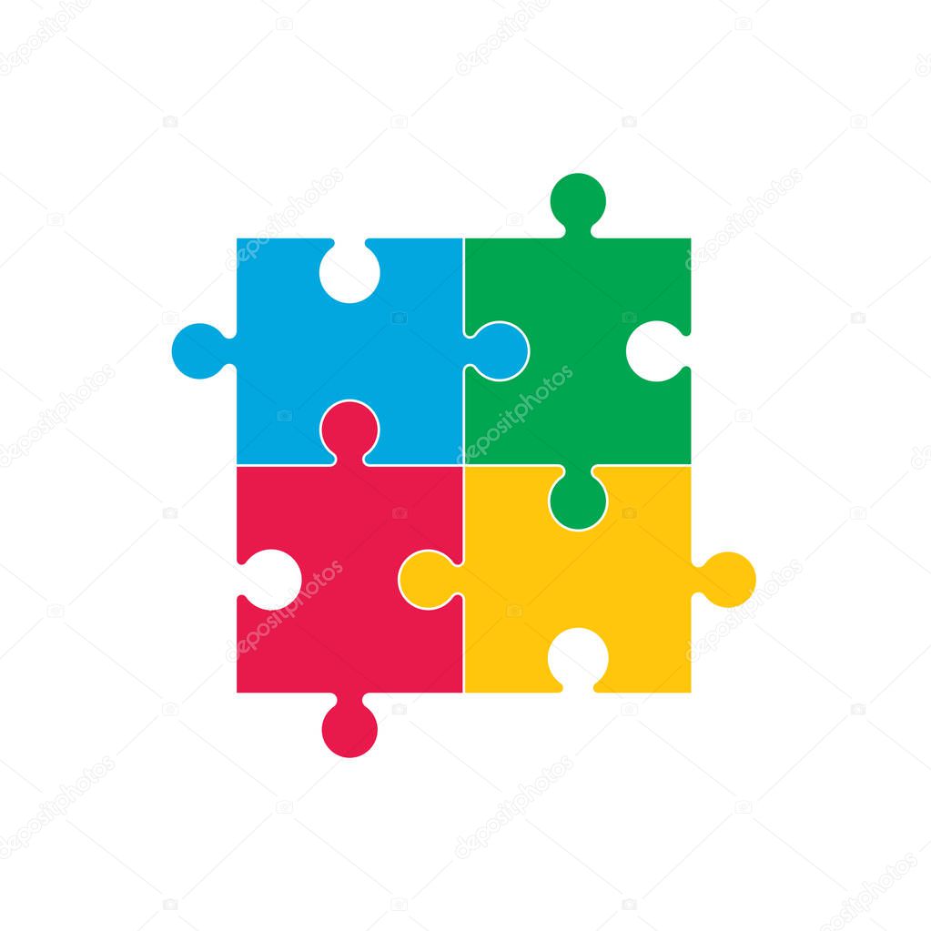 Simple puzzle icon. Vector illustration, flat design.